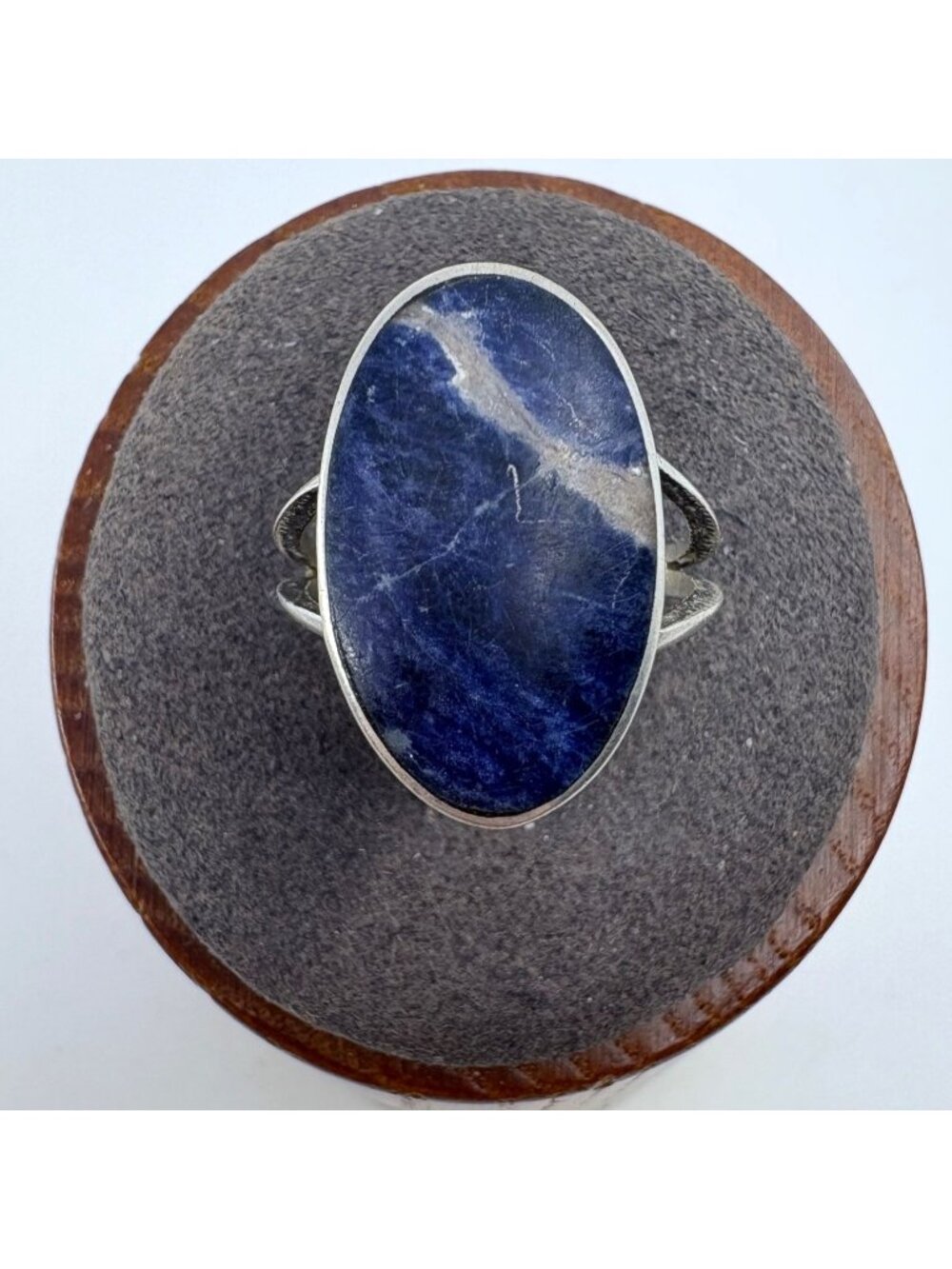 Oval Sodalite Sterling Silver 925 Bezel Set Statement Ring Size 5